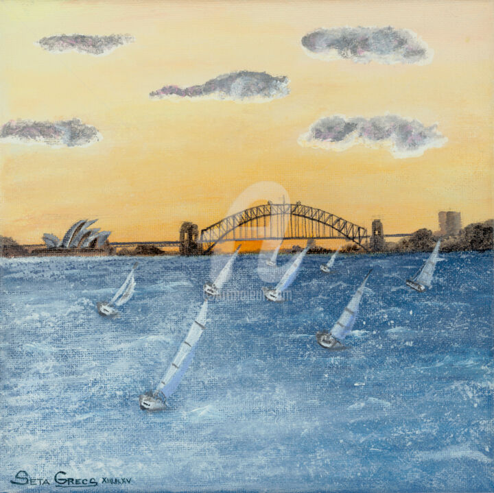 绘画 标题为“Sailing in Sydney” 由Infinity, 原创艺术品, 丙烯