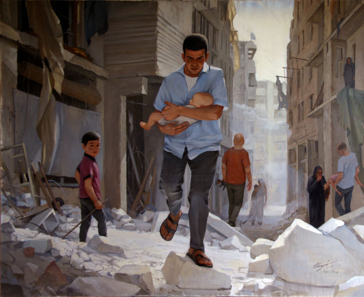 Malerei mit dem Titel "The Victims of War" von Elmar Magerram, Original-Kunstwerk, Öl