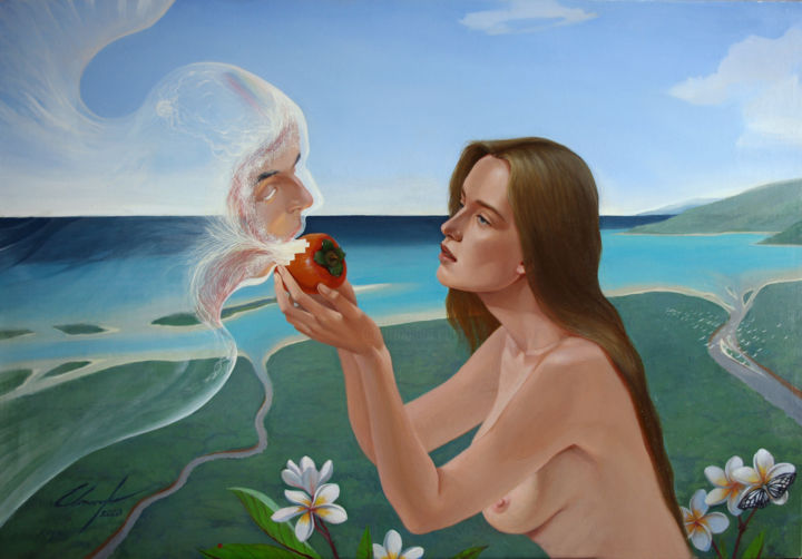 Ζωγραφική με τίτλο "What is Paradise?" από Elmar Magerram, Αυθεντικά έργα τέχνης, Λάδι