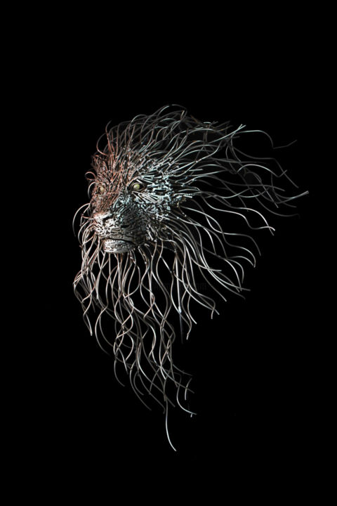 "Metal Lion Sculptur…" başlıklı Heykel Georgie Poulariani tarafından, Orijinal sanat, Metaller