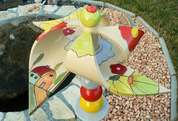 Windspiel Windrad Handgetopfert M Kugellager Handwerk Von Manuela
