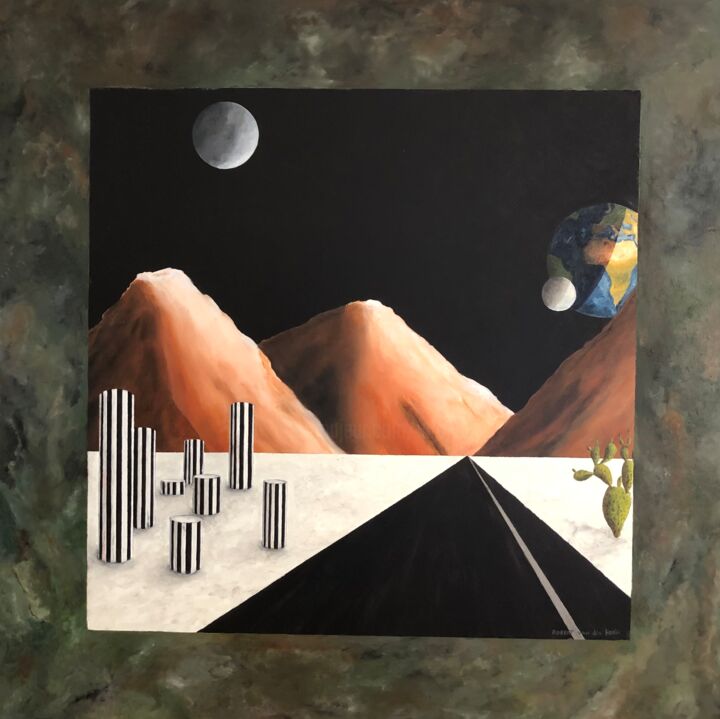 Painting titled "On the way home" by Robert Van Den Herik, Original Artwork, Oil Mounted on Wood Panel
