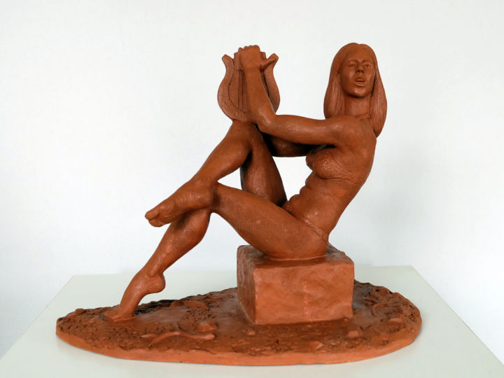 Sculpture intitulée "Singer" par Bostjan Novak, Œuvre d'art originale, Céramique
