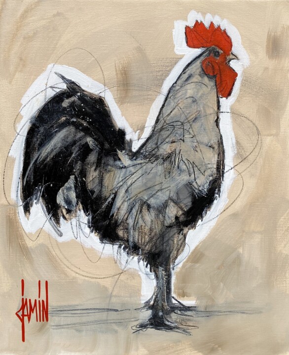 Peinture intitulée "Gallus" par David Jamin, Œuvre d'art originale, Acrylique