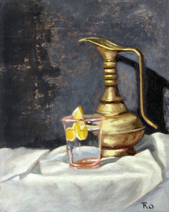 Картина под названием "Lemon Water" - Rowenna Morag, Подлинное произведение искусства, Масло