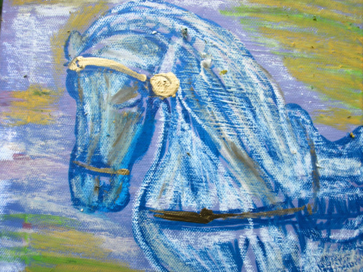 Painting titled "blue-horse-colville…" by Karen Colville, Original Artwork, Acrylic