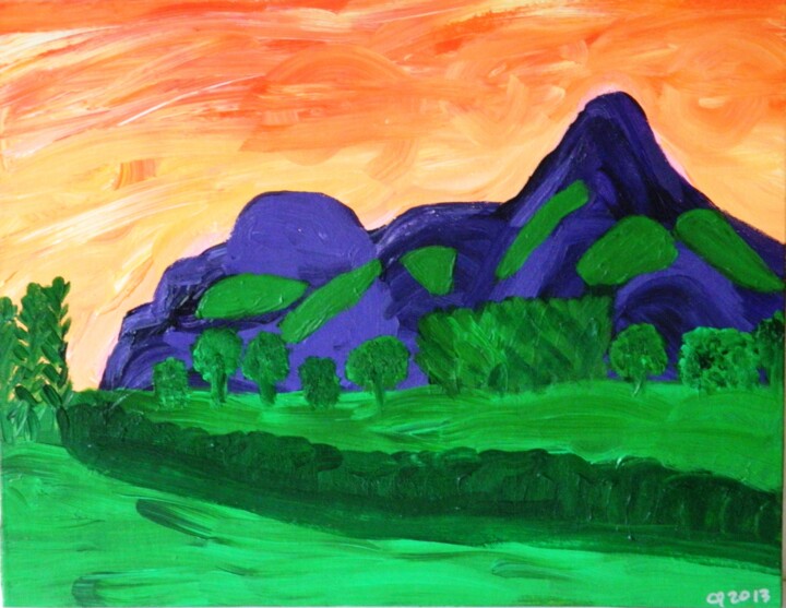Malarstwo zatytułowany „Breidden Hills” autorstwa Ceridwen Powell, Oryginalna praca, Akryl