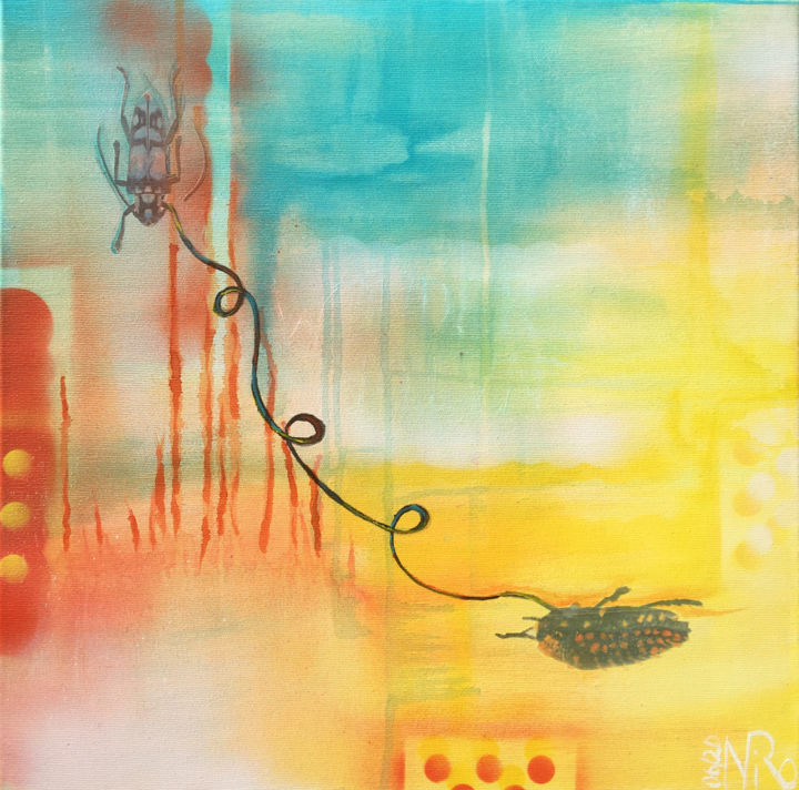 Картина под названием "Beetle in summer" - Kunstimkuhstall, Подлинное произведение искусства, Акрил