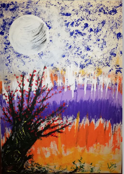 Painting titled "Luna" by Luciana Parco, Original Artwork, Acrylic