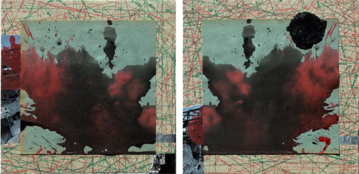 Collages getiteld "Dunkles Echo" door Nils Hoffmann, Origineel Kunstwerk, Collages