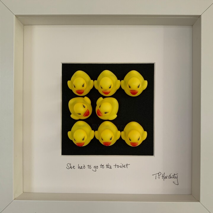 Malerei mit dem Titel "She had to go to th…" von Tp Hardisty, Original-Kunstwerk, Collagen Auf Karton montiert