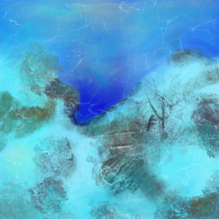 Digital Arts titled "Blue" by Ulla Jung, Original Artwork, Digital Painting