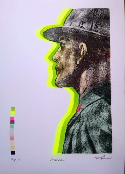 Printmaking titled "Never" by Dylan Bell (Bells Galleries), Original Art, Spray paint