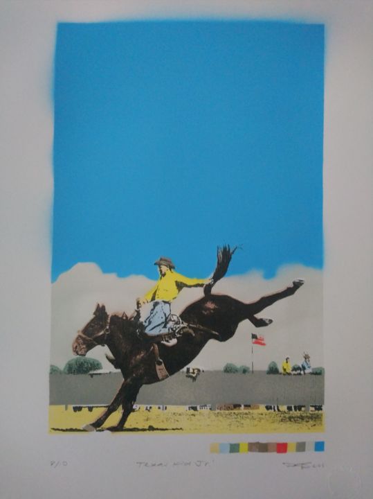 Printmaking titled "Texas Kid Junior" by Dylan Bell (Bells Galleries), Original Art, Spray paint