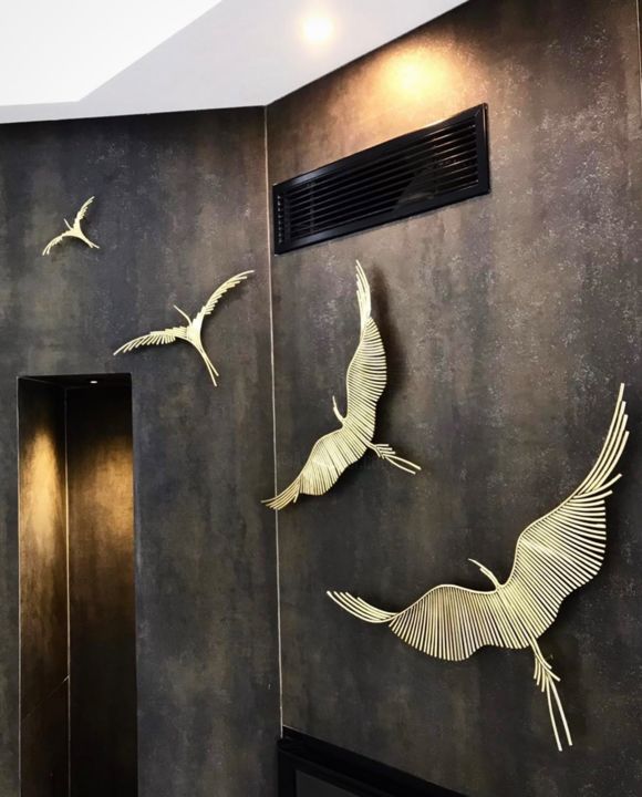 Sculpture intitulée "Brass Made Crane Bi…" par Ase, Œuvre d'art originale, Métaux Monté sur Métal