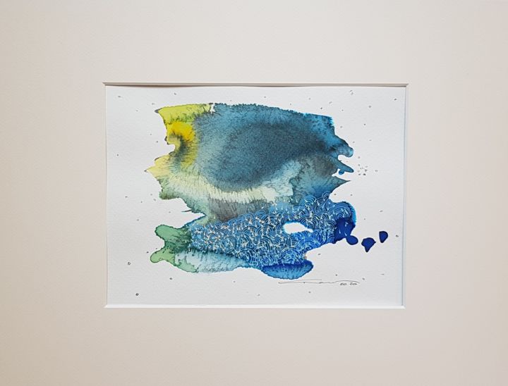 Dessin intitulée "Le Lac d'un Autre M…" par Laura Potet, Œuvre d'art originale, Aquarelle