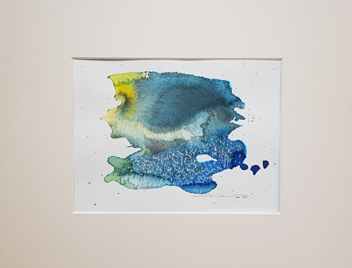 Drawing titled "Le Lac d'un Autre M…" by Laura Potet, Original Art, Watercolor
