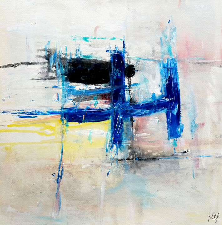 Картина под названием "Blue H" - Judith Galiza, Подлинное произведение искусства, Акрил