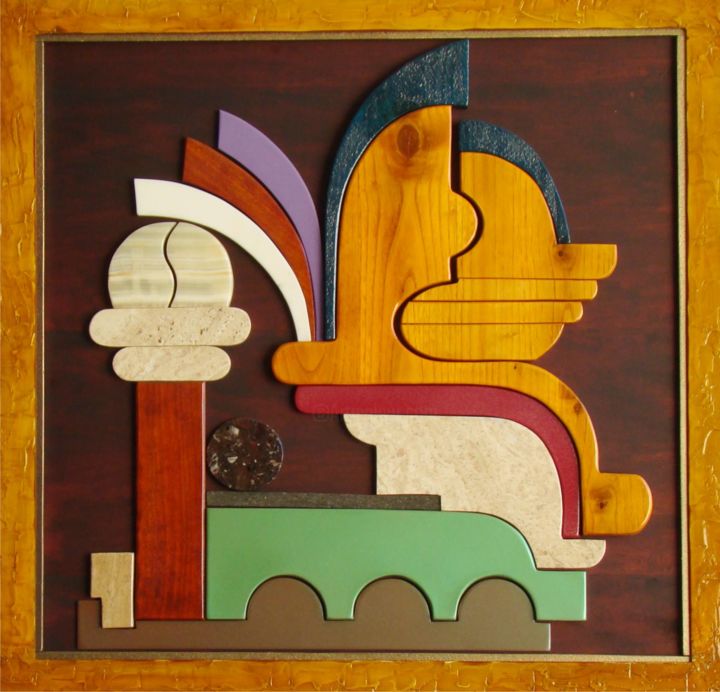 Sculpture titled "Festa di compleanno" by Fiorenzo Mascagna, Original Artwork, Wood