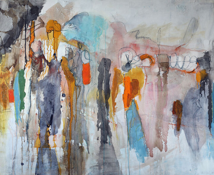 Pintura titulada "Busy crowd - Wild 01" por Alexia Lavanchy, Obra de arte original, Acrílico Montado en Bastidor de camilla…