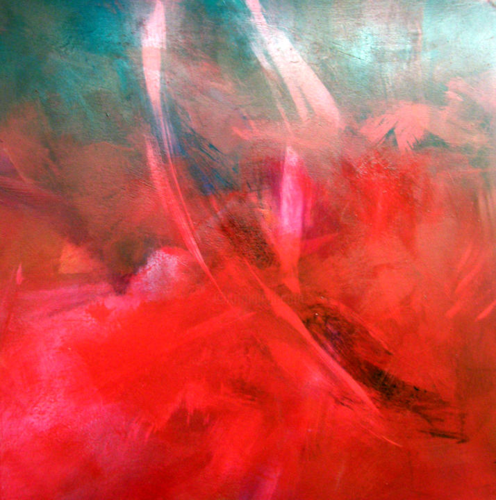 Painting titled "eisengel-traegt-rot…" by Omarte Gallery, Original Artwork, Oil