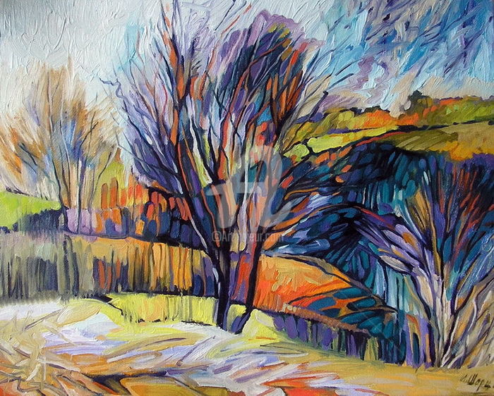 Картина под названием "Дерево" - Игорь Шорц, Подлинное произведение искусства, Масло