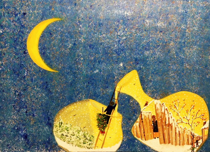 Peinture intitulée "Волшебная ночь" par Inga Amarti, Œuvre d'art originale, Acrylique