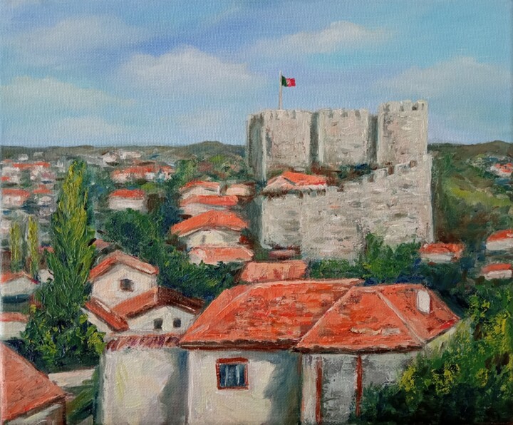 Painting titled "portuguese fortress" by Inga Shaihrazieva, Original Artwork, Oil Mounted on Wood Stretcher frame