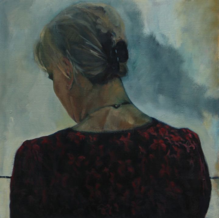 Painting titled "Selfportrait" by Inge Oeyen, Original Artwork, Oil