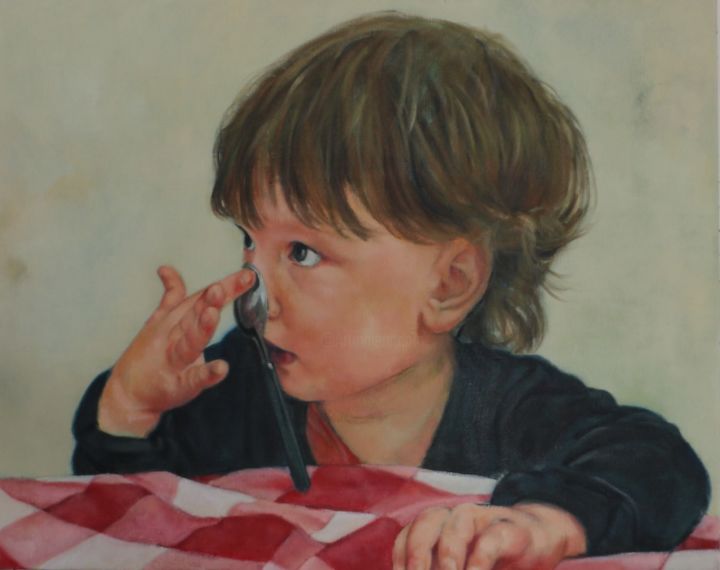 Painting titled "Milla II" by Inge Oeyen, Original Artwork, Oil