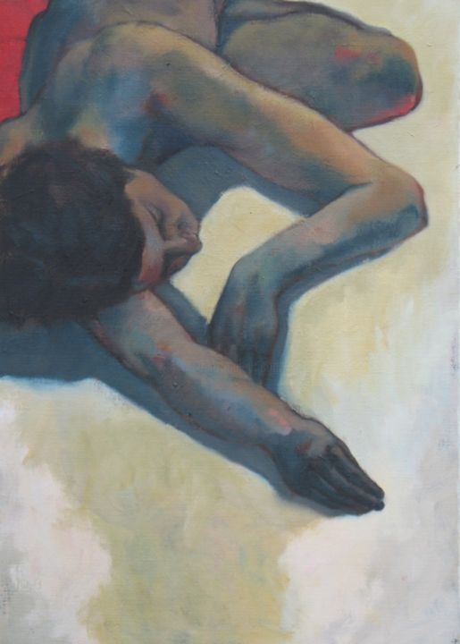 Pintura titulada "Reaching" por Inge Oeyen, Obra de arte original, Oleo Montado en Bastidor de camilla de madera