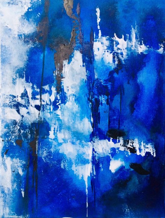 Painting titled "Blue night" by Ingemalt, Original Artwork, Acrylic