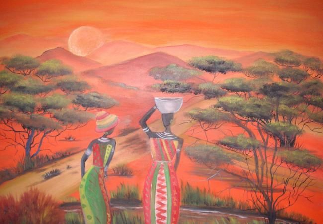 Malerei mit dem Titel "Afrika" von Ingemalt, Original-Kunstwerk, Öl