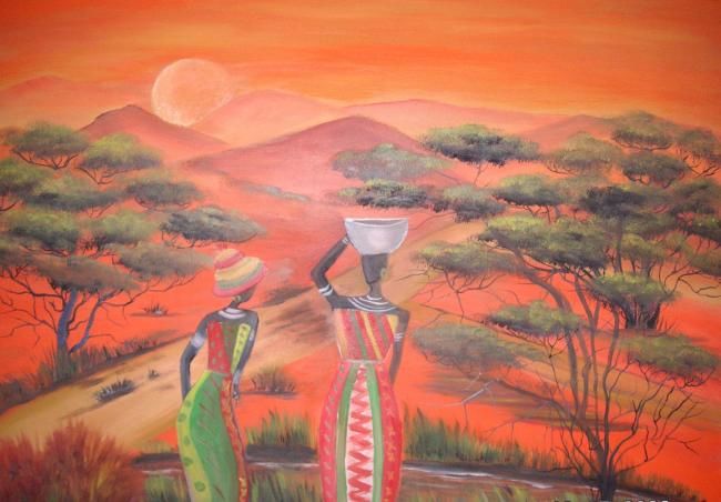 Painting titled "Afrika" by Ingemalt, Original Artwork, Oil