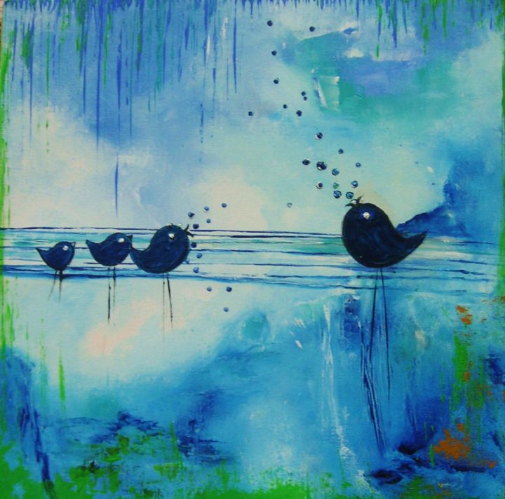 Painting titled "love birds - lagebe…" by Ingemalt, Original Artwork, Acrylic