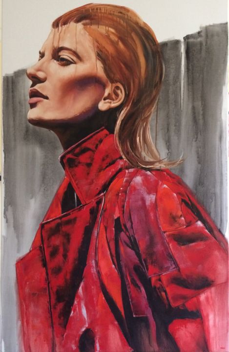 Painting titled "coat" by Inge Coolen, Original Artwork, Oil