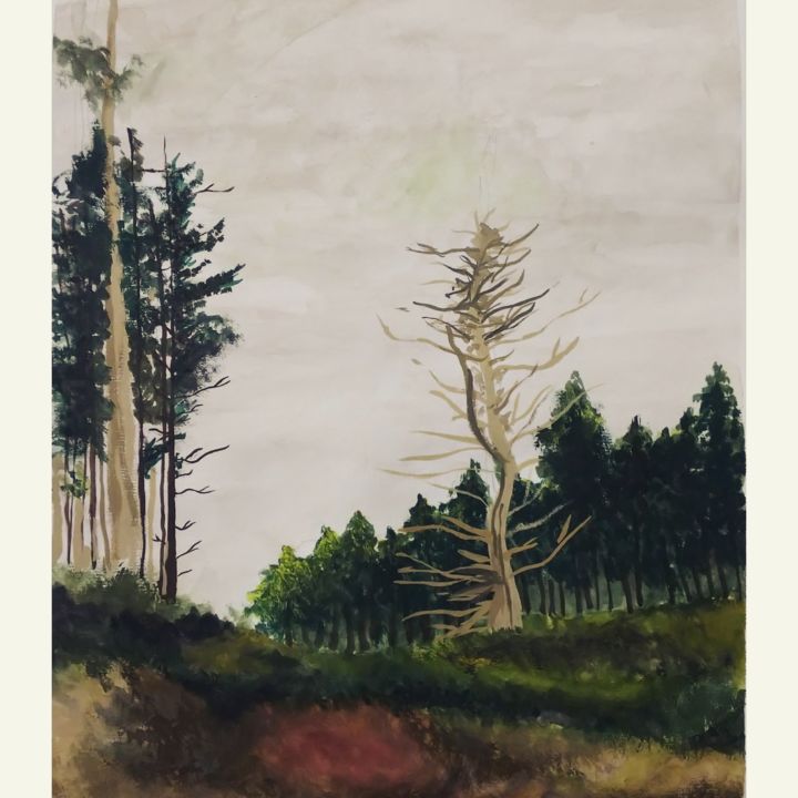 Painting titled "Reproduction of lan…" by Ingela Rafiq, Original Art, Gouache