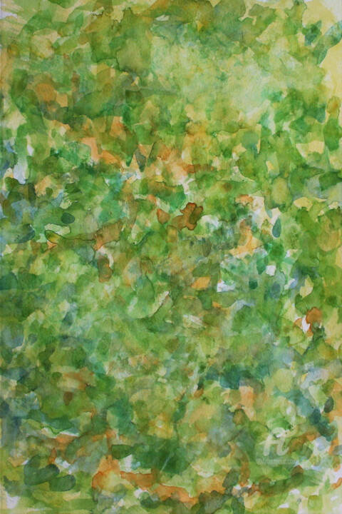 Pittura intitolato "Green spirit.jpg" da Ingela Wallgren Lindgren, Opera d'arte originale, Acquarello