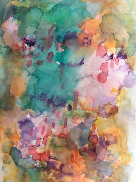 Painting titled "Dream green.jpg" by Ingela Wallgren Lindgren, Original Artwork, Watercolor