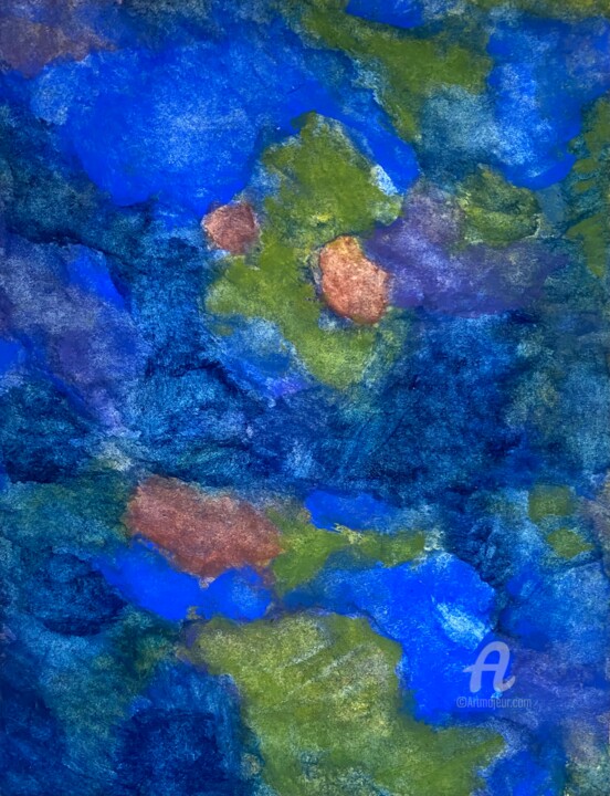 Pittura intitolato "Blue spirit around" da Ingela Wallgren Lindgren, Opera d'arte originale, Tempera