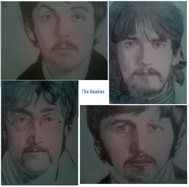Dessin intitulée "The Beatles" par Karol Calila, Œuvre d'art originale, Autre