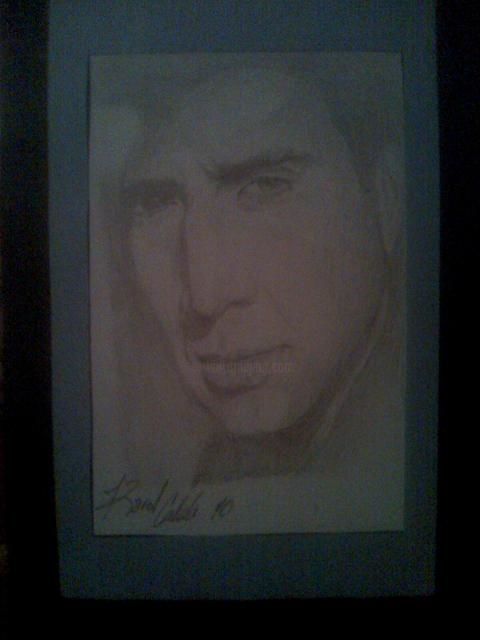 Disegno intitolato "Nicolas Cage" da Karol Calila, Opera d'arte originale, Altro