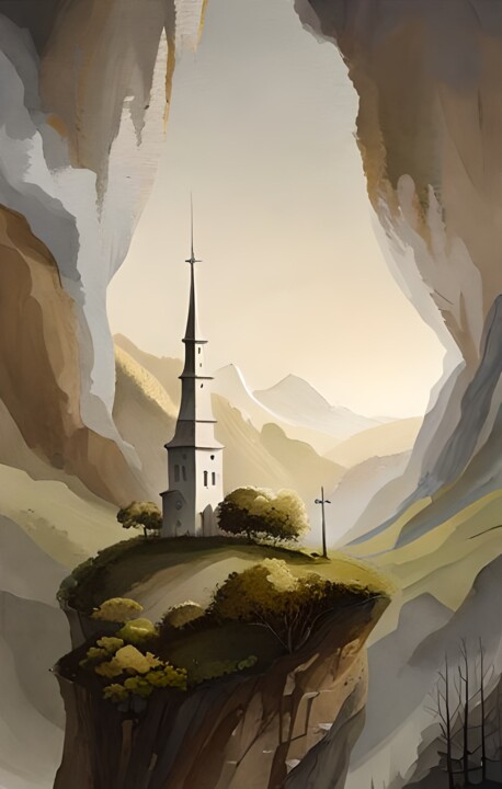 Digital Arts titled "Church" by Ingo Caun, Original Artwork, AI generated image