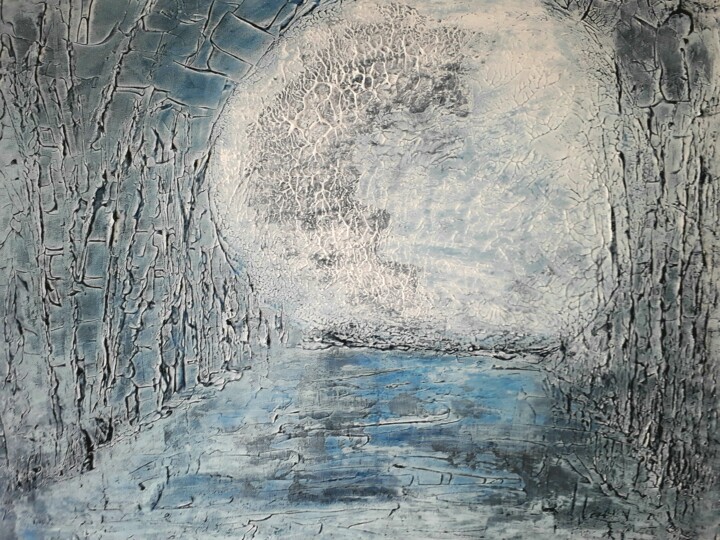 Painting titled "Lune" by Ingrid De Waal, Original Artwork, Acrylic