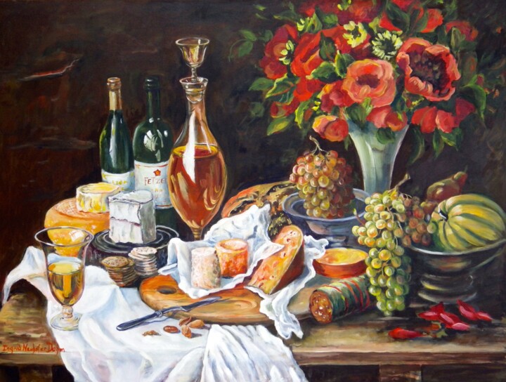 Painting titled "Banquet" by Ingrid Dohm, Original Artwork, Oil