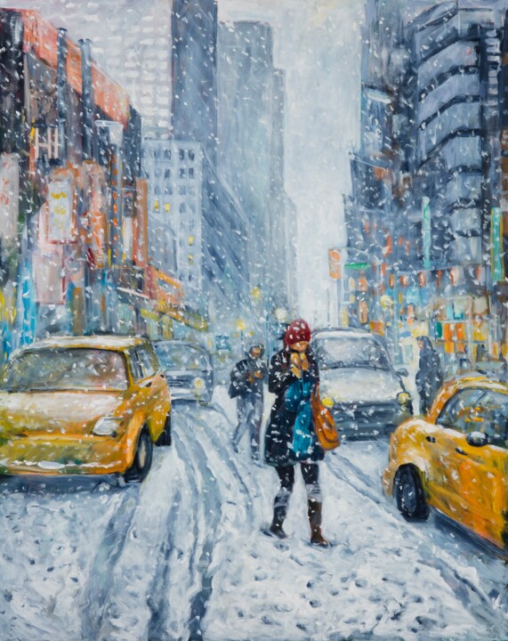 Картина под названием "Urban Snowstorm" - Ingrid Dohm, Подлинное произведение искусства, Акрил