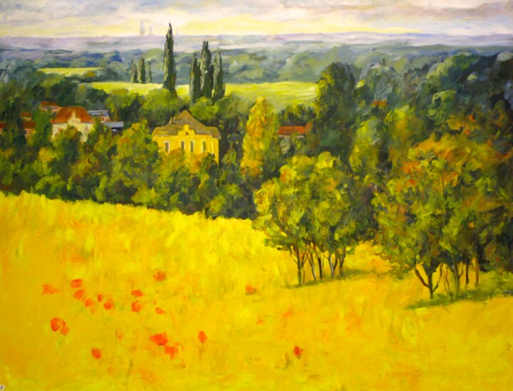 Painting titled "A View Towards Vien…" by Ingrid Dohm, Original Artwork, Acrylic