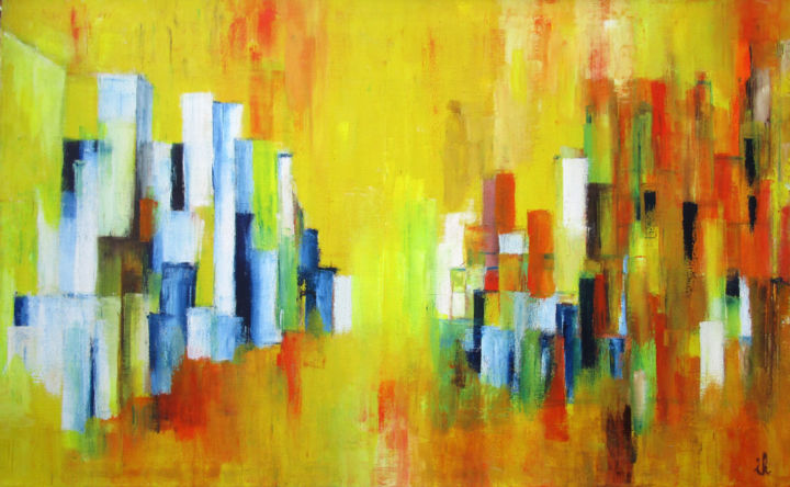Painting titled "Via il Prato" by Ingrid Knaus, Original Art, Oil