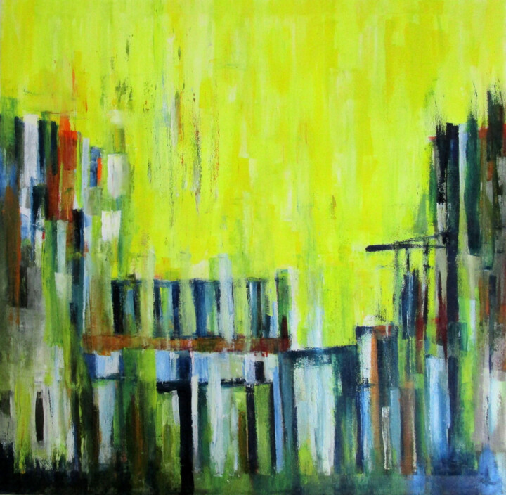 Peinture intitulée "Via il Prato, gelb-…" par Ingrid Knaus, Œuvre d'art originale, Huile Monté sur Châssis en bois