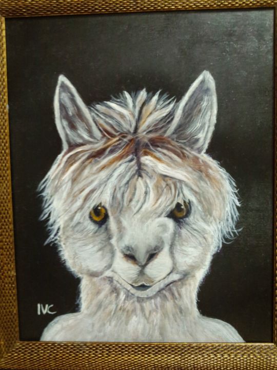Painting titled "alpaca" by Ingrid Carlson, Original Artwork, Acrylic
